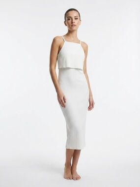 ASOS Ribbed White Midi Dress - Size US 6 / UK 10